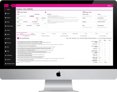 Project detail view with pitch qualifications and gateways