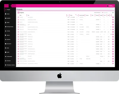 Maverick Media projects list in iMac frame