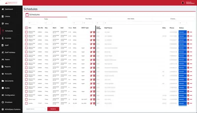 Security Scotland shift scheduling interface